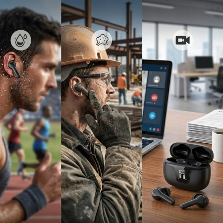 SŁUCHAWKI BEZPRZEWODOWE dokanałowe TWS XY19 bluetooth DWA mikrofony ANC ENC