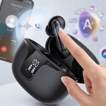 SŁUCHAWKI BEZPRZEWODOWE dokanałowe TWS XY19 bluetooth DWA mikrofony ANC ENC