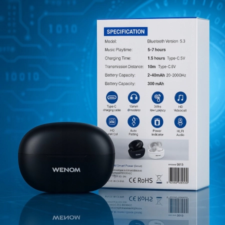 SŁUCHAWKI BEZPRZEWODOWE WENOM SPE-13 bluetooth 5.3 WODOODPORNE 2 mikrofony