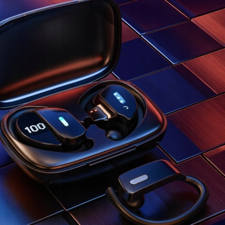 SŁUCHAWKI bezprzewodowe ZAUSZNE dokanałowe T17 do biegania bluetooth 5.3