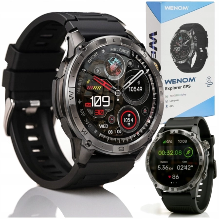 SMARTWATCH MĘSKI GPS ZEGAREK WODOODPORNY IP68 3ATM MENU PL ROZMOWY AMOLED