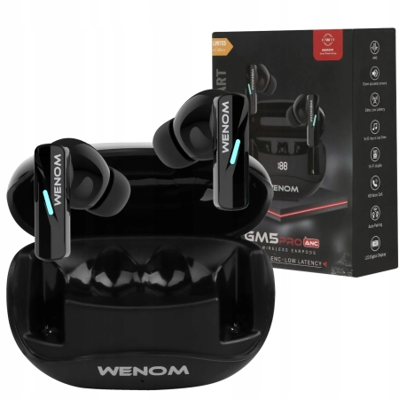 SŁUCHAWKI BEZPRZEWODOWE ANC ENC Bluetooth 5.3 Dwa Mikrofony HD BASS WENOM