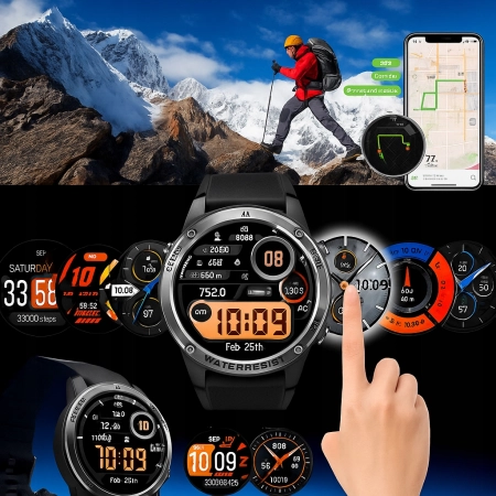 SMARTWATCH MĘSKI WODOODPORNY 5 ATM GPS rozmowy MENU POLSKIE smart WATCH