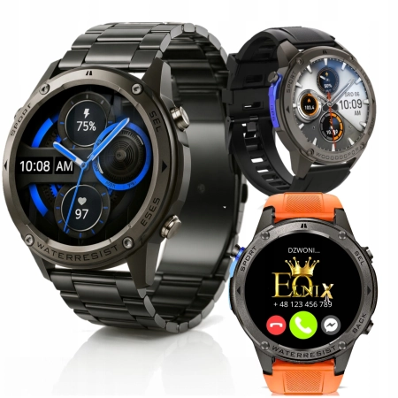 SMARTWATCH MĘSKI WODOODPORNY 5 ATM GPS rozmowy MENU POLSKIE smart WATCH