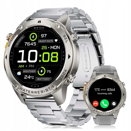SMARTWATCH MĘSKI WODOODPORNY 5ATM AMOLED GPS rozmowy MENU POLSKIE ZEGAREK