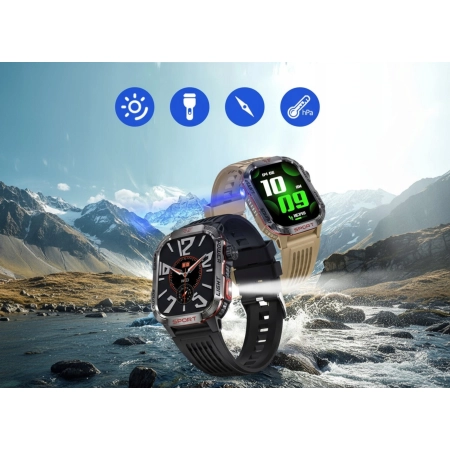 Smartwatch ELONIX SMARTWATCH MĘSKI HAMER wodoodporny Bluetooth + 2 paski