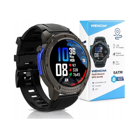 Smartwatch Wenom Hydro Guard GPS Dm56 Wodoodporny Lokalizacja GPS czarny