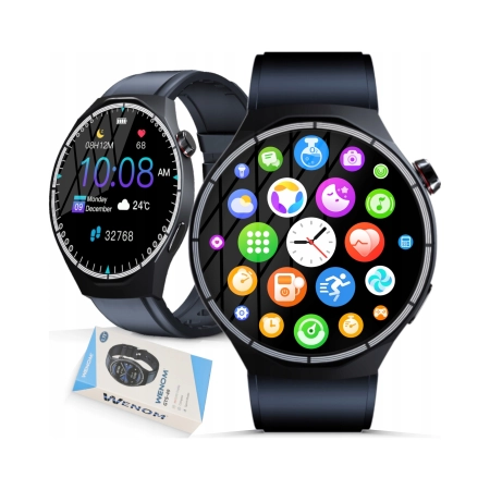 Smartwatch Wenom GTS-49 AMOLED wodoodporny sportowy EKG rozmowy PL czarny