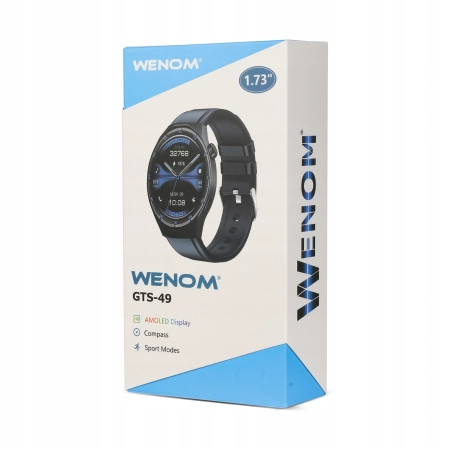 Smartwatch Wenom GTS-49 AMOLED wodoodporny sportowy EKG rozmowy PL czarny