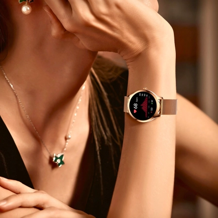 SMARTWATCH ZEGAREK DAMSKI POLSKIE MENU ROZMOWY SMART WATCH ZŁOTY