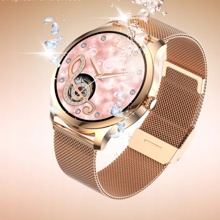 SMARTWATCH ZEGAREK DAMSKI POLSKIE MENU ROZMOWY SMART WATCH ZŁOTY
