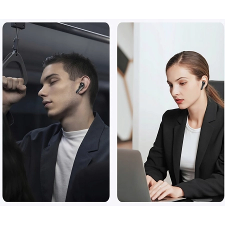 Słuchawki bezprzewodowe bluetooth dokanałowe czarne DWA MIKROFONY