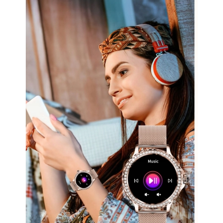 SMARTWATCH DAMSKI MENU PL NX19 ELEGANCKI WODOODPORNE KROKOMIERZ PULS Smart
