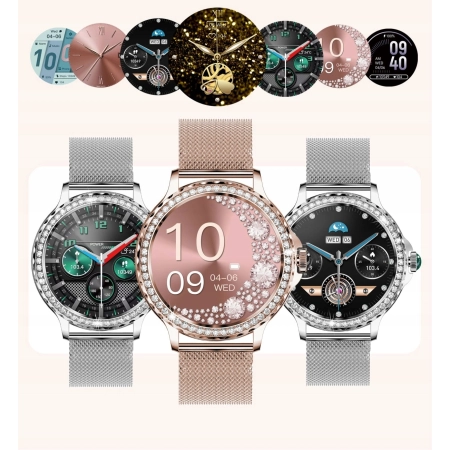 SMARTWATCH DAMSKI MENU PL NX19 ELEGANCKI WODOODPORNE KROKOMIERZ PULS Smart