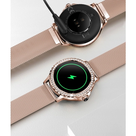 SMARTWATCH DAMSKI MENU PL NX19 ELEGANCKI WODOODPORNE KROKOMIERZ PULS Smart
