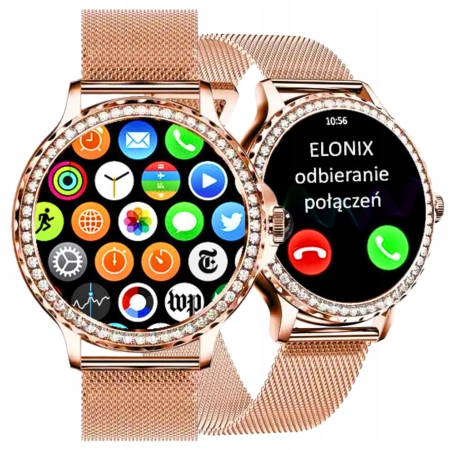 SMARTWATCH DAMSKI MENU PL NX19 ELEGANCKI WODOODPORNE KROKOMIERZ PULS Smart