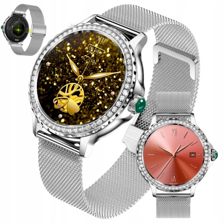 SMARTWATCH DAMSKI MENU PL NX19 ELEGANCKI WODOODPORNE KROKOMIERZ PULS Smart