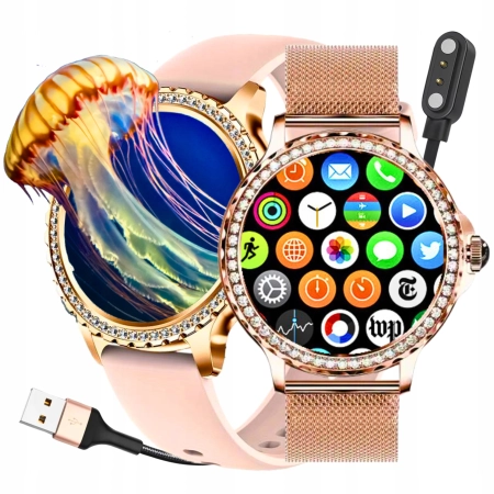 SMARTWATCH DAMSKI MENU PL NX19 ELEGANCKI WODOODPORNE KROKOMIERZ PULS Smart