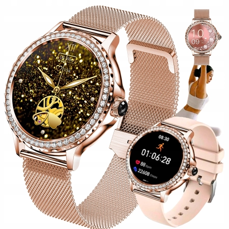 SMARTWATCH DAMSKI MENU PL NX19 ELEGANCKI WODOODPORNE KROKOMIERZ PULS Smart