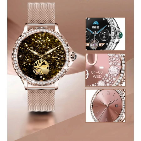 SMARTWATCH DAMSKI MENU PL NX19 ELEGANCKI WODOODPORNE KROKOMIERZ PULS Smart