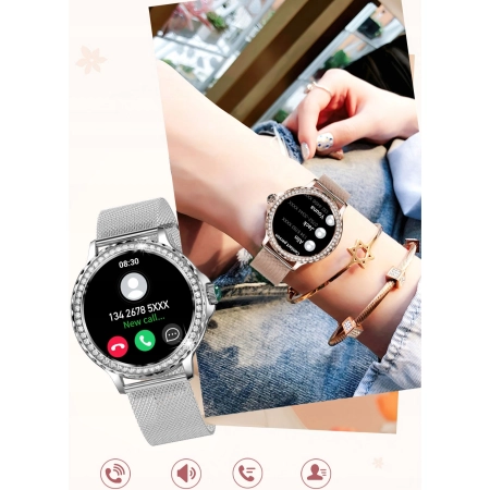 SMARTWATCH DAMSKI MENU PL NX19 ELEGANCKI WODOODPORNE KROKOMIERZ PULS Smart