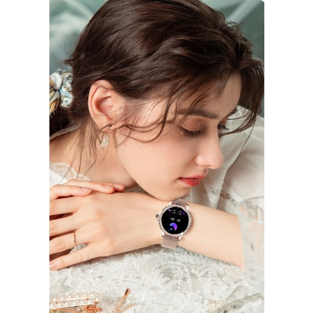 SMARTWATCH DAMSKI MENU PL NX19 ELEGANCKI WODOODPORNE KROKOMIERZ PULS Smart