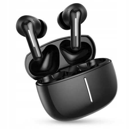 Słuchawki bezprzewodowe bluetooth dokanałowe czarne DWA MIKROFONY