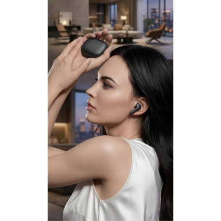 Słuchawki bezprzewodowe bluetooth dokanałowe czarne DWA MIKROFONY