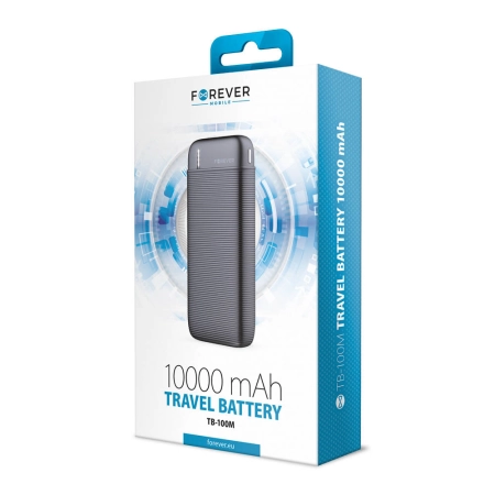 Powerbank Forever TB-100M 2xUSB i USB-C 10000 mAh czarny