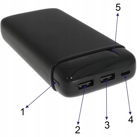 Powerbank Forever TB-100M 2xUSB i USB-C 10000 mAh czarny