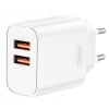XO Ładowarka Sieciowa CE34 2x USB 2,4A Biała Szybkie Ładowanie 230V EU