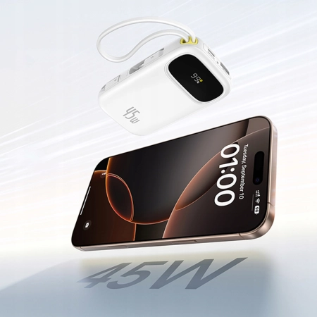 Powerbank Baseus EnerFill FC31 QPow3 20000mAh 45W 2x kabel USB-C biały