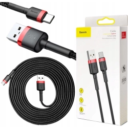 Baseus Cafule Cable nylonowy kabel USB / USB-C QC3.0 2A 3 m czarno-czerwony Baseus Cafule Cable nylonowy kabel USB / USB-C QC3.0 2A 3 m czarno-czerwony