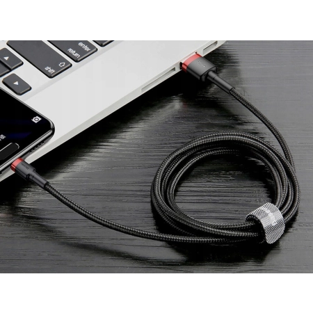 Baseus Cafule Cable nylonowy kabel USB / USB-C QC3.0 2A 3 m czarno-czerwony