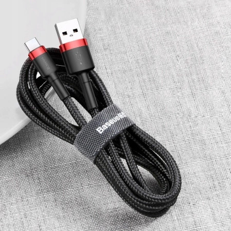 Baseus Cafule Cable nylonowy kabel USB / USB-C QC3.0 2A 3 m czarno-czerwony