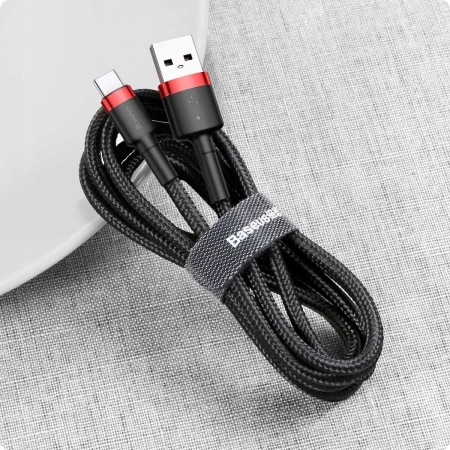 Baseus Cafule Cable nylonowy kabel USB / USB-C QC3.0 2A 3 m czarno-czerwony