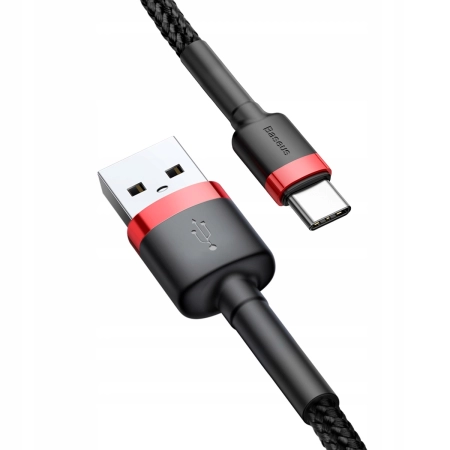 Baseus Cafule Cable nylonowy kabel USB / USB-C QC3.0 2A 3 m czarno-czerwony