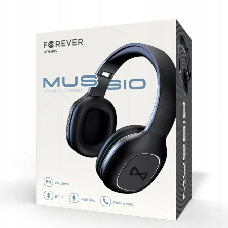 Słuchawki bezprzewodowe Forever BTH-505 nauszne czarne Bluetooth