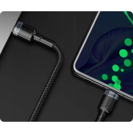 Baseus KABEL USB-C/USB-C 100W 5A Power Delivery QC 3.0 NYLONOWY OPLOT 2m