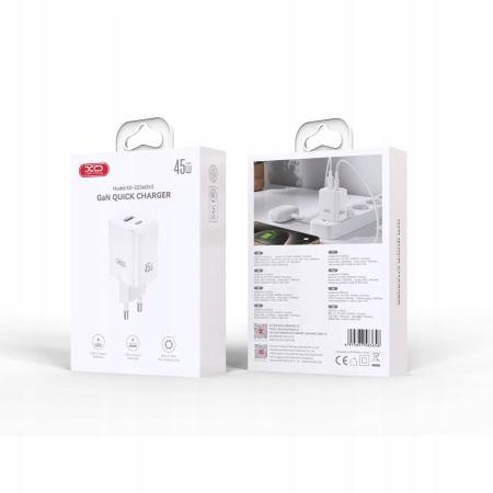 XO ładowarka sieciowa CE36 PD 45W USB-C i USB biała